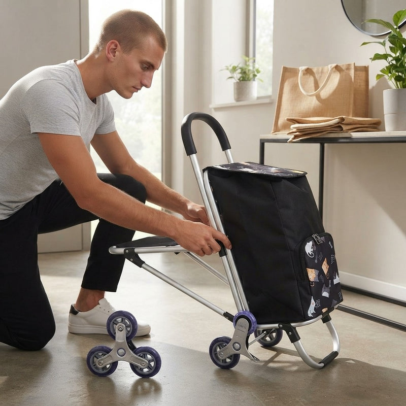 Aluminium Klappbarer Einkaufswagen mit Sitz